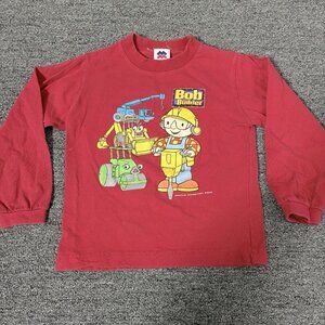 Vintage Y2K BOB THE BUILDER Boys Kids Size 6 Red Long Sleeve T-Shirt